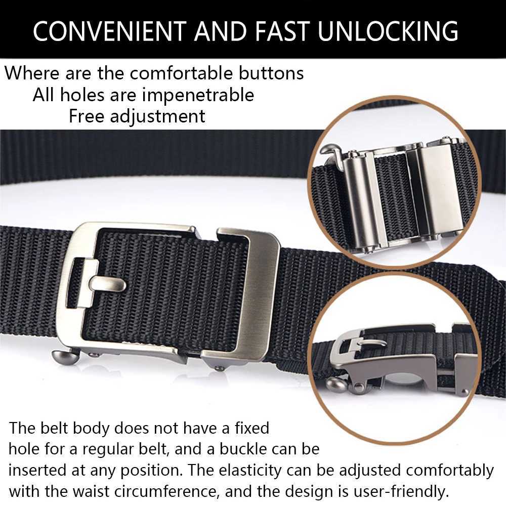 Belts TUSHI New Quick Release Metal Pluggable Automatic Buckle Tactical Belt Breathable Military Belt Mens Pants Belt Hunting Q240401