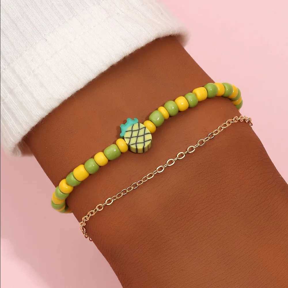 Kette Farbiges Fruchtperlenarmband Damen Wassermelone Ananas Blumenperlenarmband Modeschmuck AM3492 Q240401