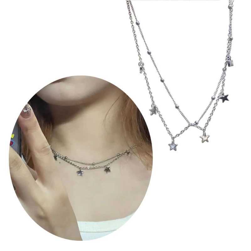 Collane con ciondolo Collana con catena di perline a forma di stella, collana di moda, gioielli Y2K collana L2404