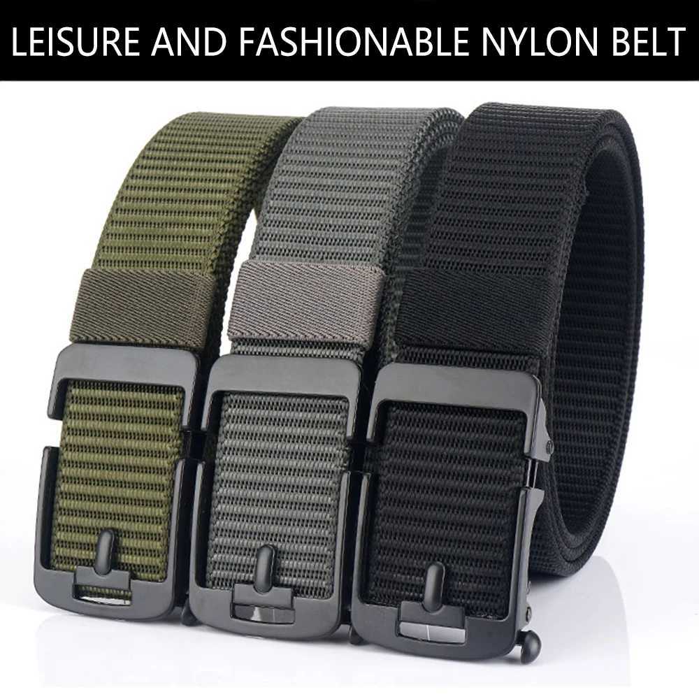 Belts TUSHI New Quick Release Metal Pluggable Automatic Buckle Tactical Belt Breathable Military Belt Mens Pants Belt Hunting Q240401