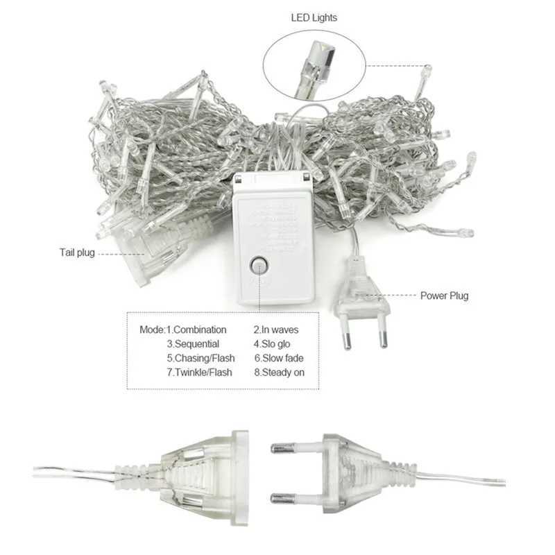 Stringhe LED 5M Ghirlanda di Natale Tenda Ghiacciolo Luci della stringa Caduta 0,4-0,6 m CA 220 V Giardino Strada Decorativa esterni Luce natalizia YQ240401