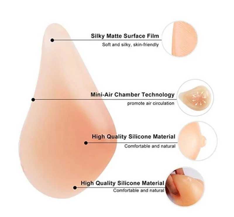 وسادة الثدي 150G-600G شكل الثدي السيليكون يدعم الصدر الحلزوني الاصطناعي الصدر مزيف الثدي الخاطئة