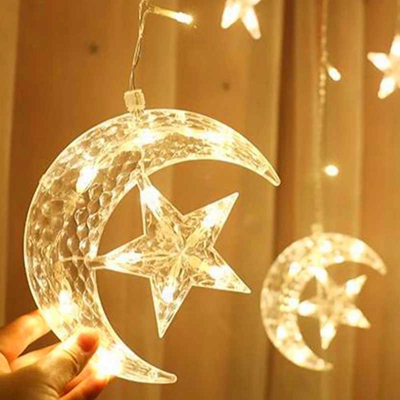 LED-snaren Moon Star Lamp String Light Decoratie Vakantieverlichting Gordijn Bruiloft Neon Lantaarn Ramadan Decor YQ240401