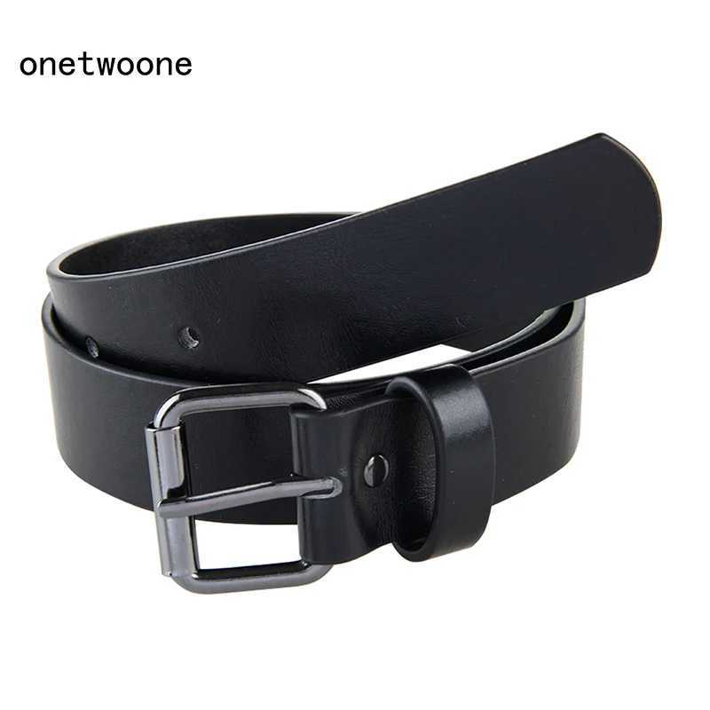 Belts High quality black PU strap suitable for students schools boys waist straps teenagers PU leather straps jeans pants 75cm 80cm 85cm Q240401