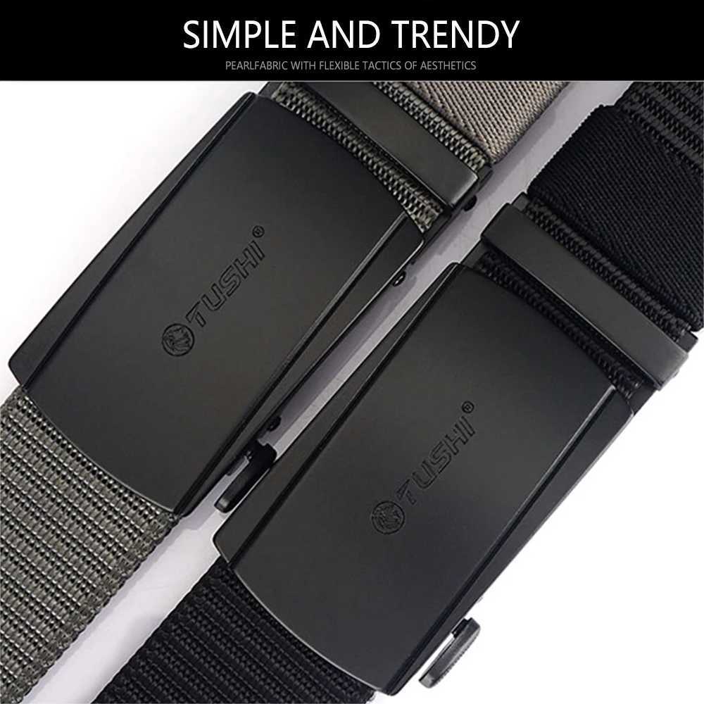 Belts TUSHI New Tactical Belt Metal Automatic Buckle Quick Release Belt Alloy Leisure Tool Training Belt Mens Handcart Outdoor Belt Q240401