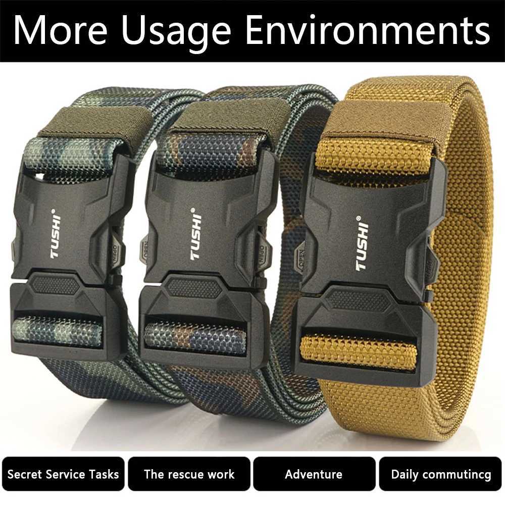 Belts TUSHI Mens Belt Army Outdoor Hunting Tactics Multi functional Combat Survival High Quality Marine Corps Canvas Nylon Mens Luxury Q240401