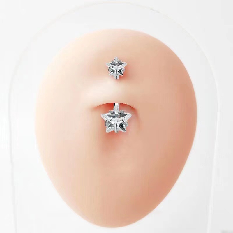 2 pz / lotto in acciaio inossidabile pentagonale zirconia body piercing gioielli campanello anelli gioielli ombelico nombril piercing gioielli di moda