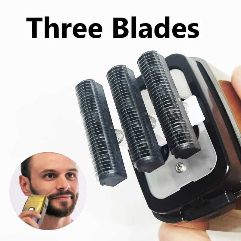Electric Shavers Professional Metal 3 Kniv Net Shaver Hair Beard Rechargeble Bald Head Shaving Machine For Men Fade Finishing Tool 2442