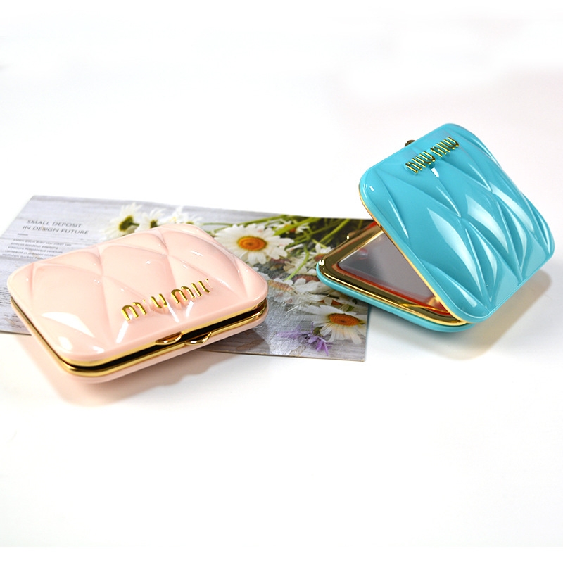 Miroirs de styliste avec Logo classique, miroir pliant pour femmes, outil de maquillage de voyage Portable rose bleu