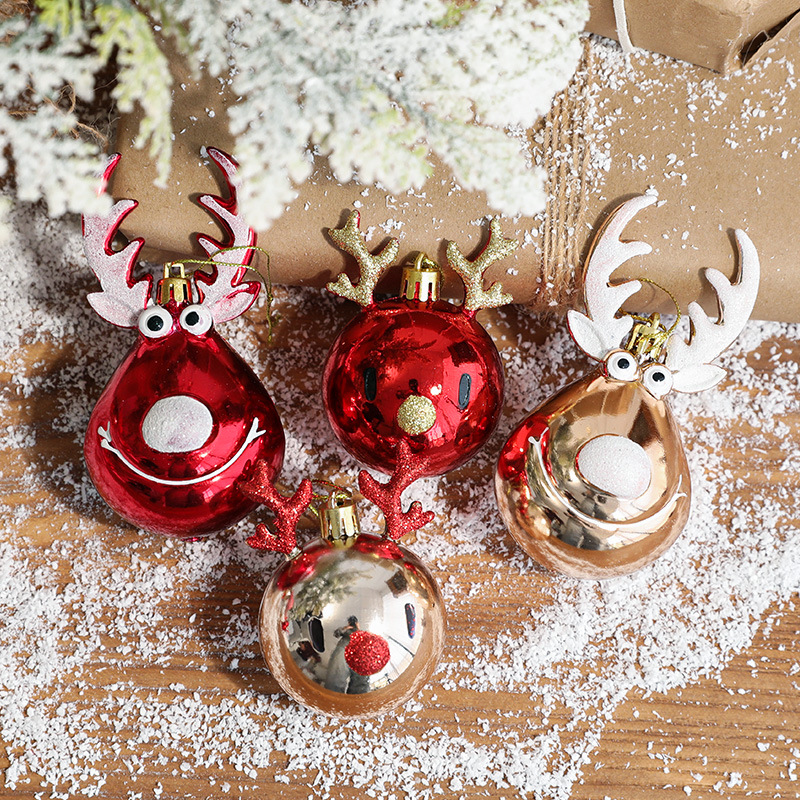 Elk Christmas Balls ornament set Bauble Pendant Xmas Tree Hanging Balls Christmas Home Decorationsbola nieve cristal navidad