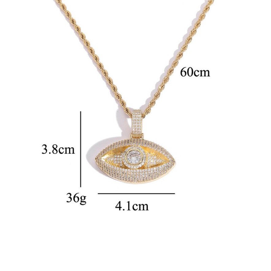 Ice Diamond Eye Pendant Halsband Herr- och kvinnors modesmycken med tenniskedjan287U