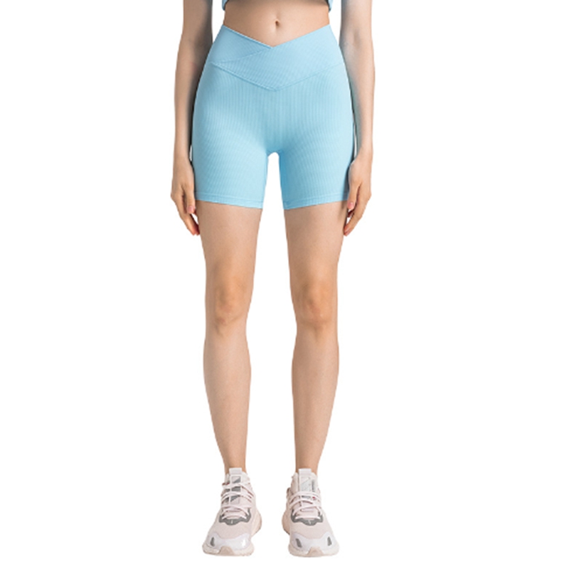 Lu Lu Lemons Frauen -Yoga -Shorts mit gekreuzter Taille und ohne unangenehme Linien für die Hochelastizitätsfitness von Übungen.