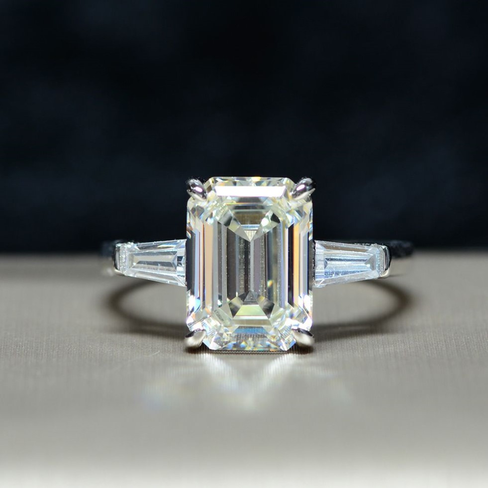 Wong Rain 925 Sterling Silver Emerald Cut Created Moissanite Gemstone Wedding Engagement Diamonds Ring Fine Jewelry Whole Q121196S