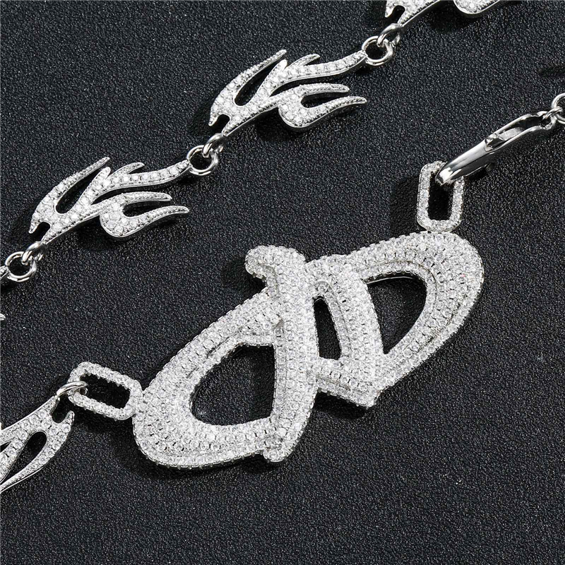 Hip Hop Power Necklace Swallow Micro-ingelegde zirconia gepersonaliseerde heren trendy merk rapper niche hiphop ketting