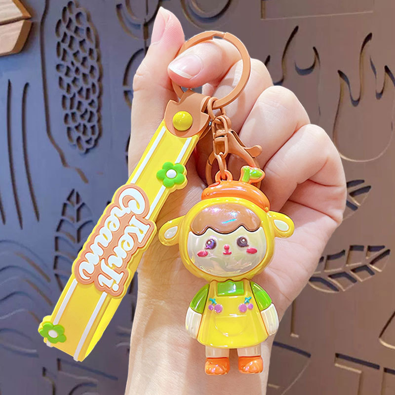 Cartoon Cute Cherry Girl Car Keychain Female Creative Couple Bag Keychain Pendant Small Gift Wholesale