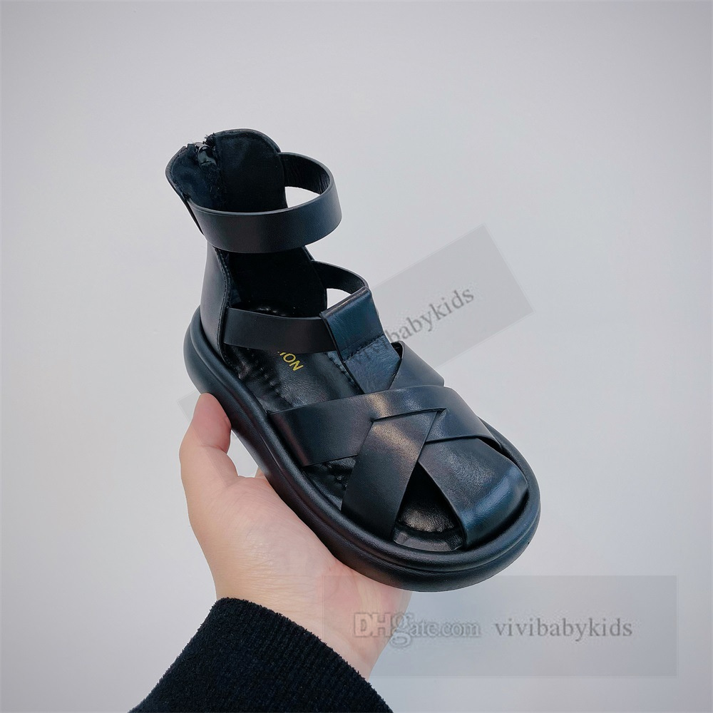 Sandalias de gladiador de tejido hueco para niños, zapatos de princesa de playa antideslizantes con fondo suave para niñas de verano, sandalias romanas de moda para niñas Z7455