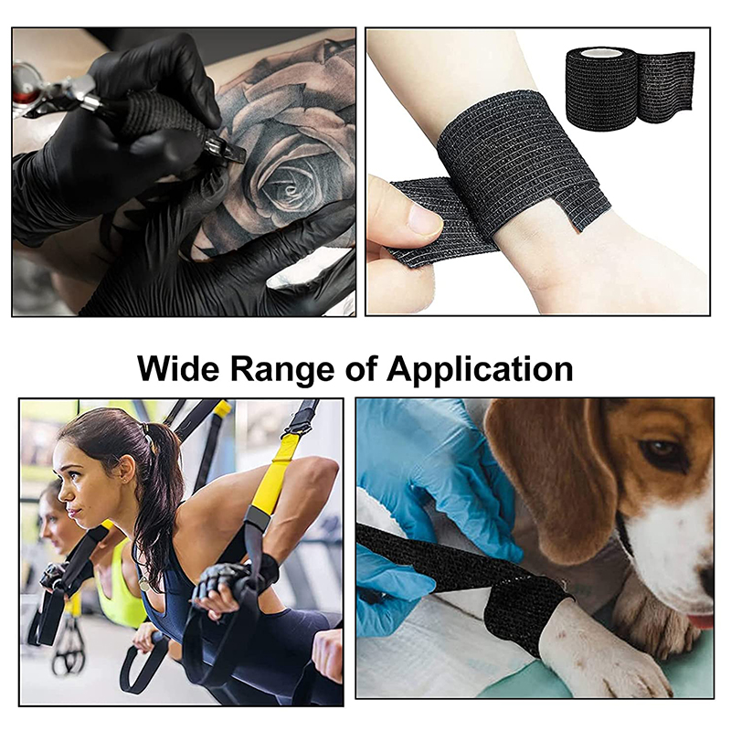 Black Tape Tattoo Handle Bandage Sport Wrap Tape Self Adhesive Elastic Bandage Tape Tattoo Permanent Makeup Accessories