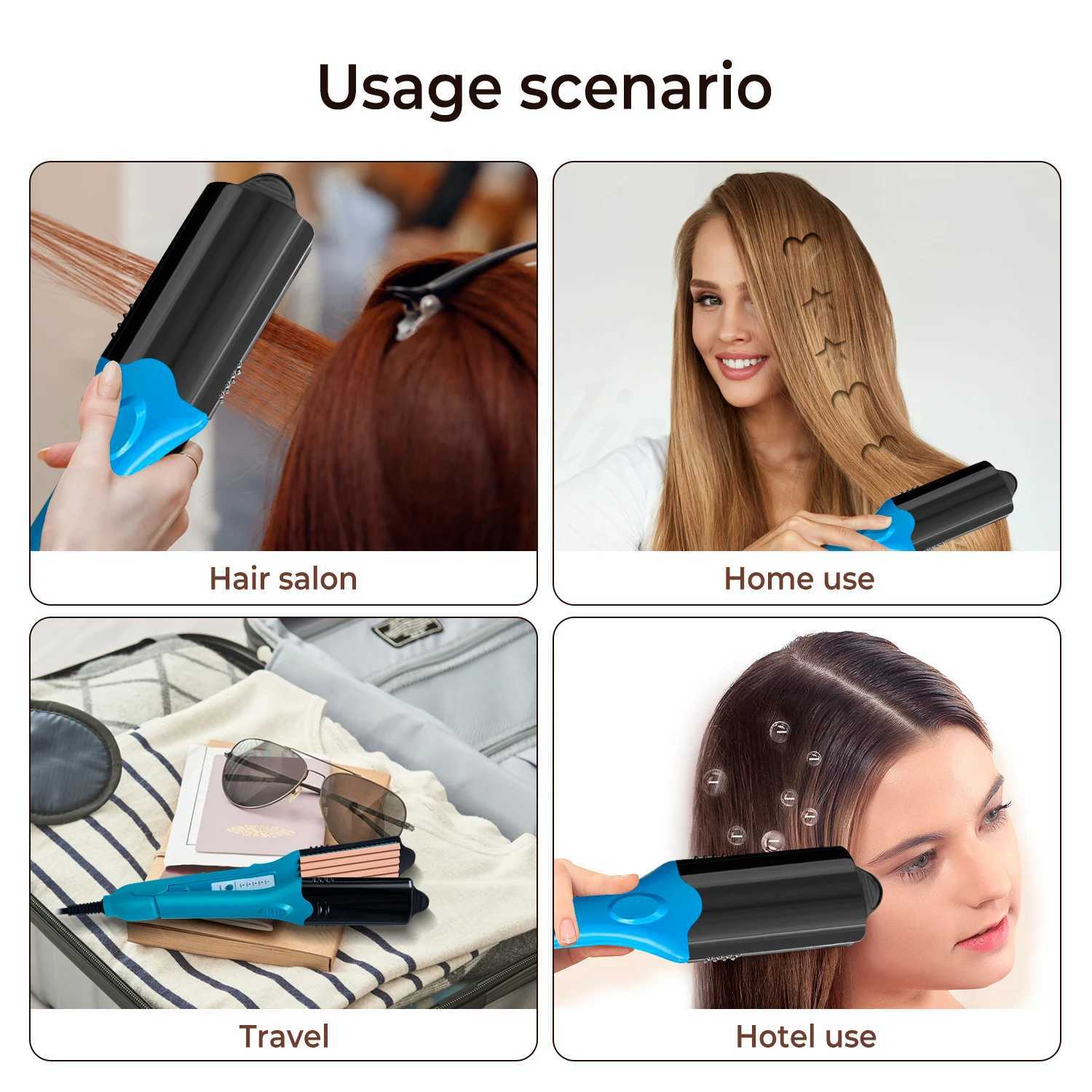 Hair Dryers Hair Straightener 3D Image Hair Imprinting Iron with 5 Different Plates 3D Embossing Iron Straightener Electric Hair Crimper 240401