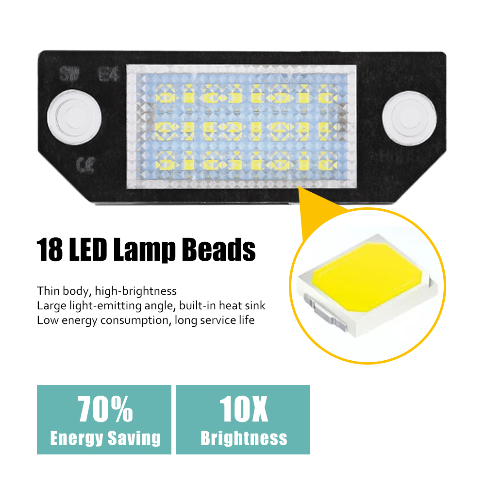 2x LEDナンバーナンバープレートライトランプ照明ライトアップグレードフォードフォーカス2 ST 225 C Max 2003 2004 2005 2006 2007 2008 2MK2