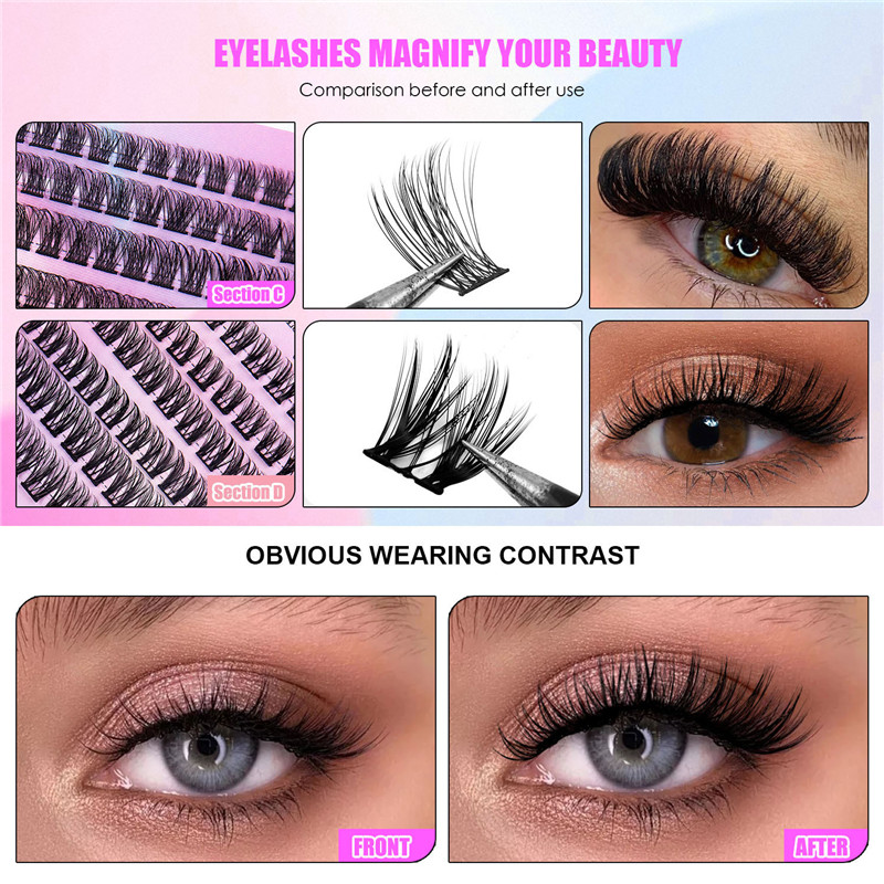 Mix Styles 150 kluster DIY Cluster Eyelash Mix Längd segmenterade ögonfransar Förlängning Enskilda fransar mjuka naturliga falska ögonfransar