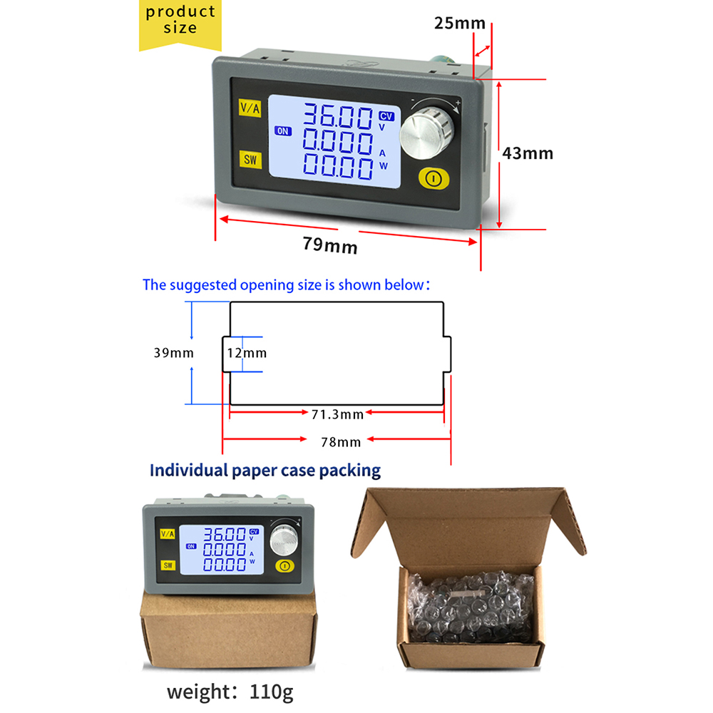 Convertitore buck boost DC DC 80W/35W CC CV 6-36V 5A / 5-30V Modulo di energia solare Alimentatore da laboratorio regolato regolabile