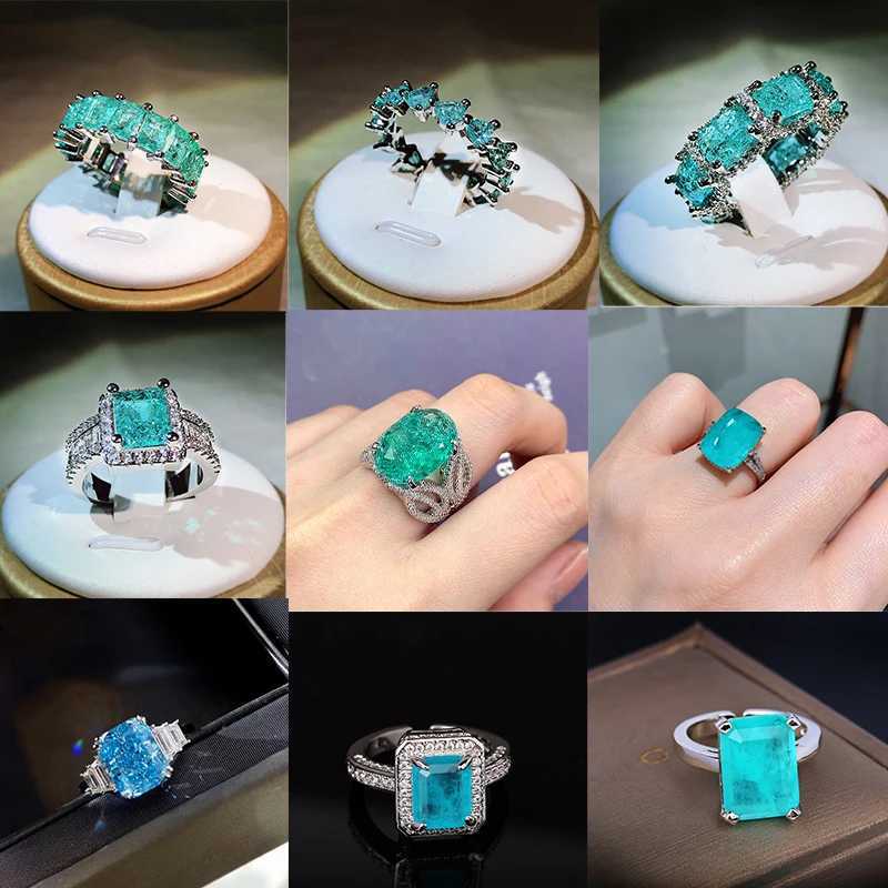 Band Rings 2022 Новая мода Aquamarine Topaz Paraiba Gems Пара кольца кольца женские нефритовые сапфиры обручальные подарки ювелирные изделия