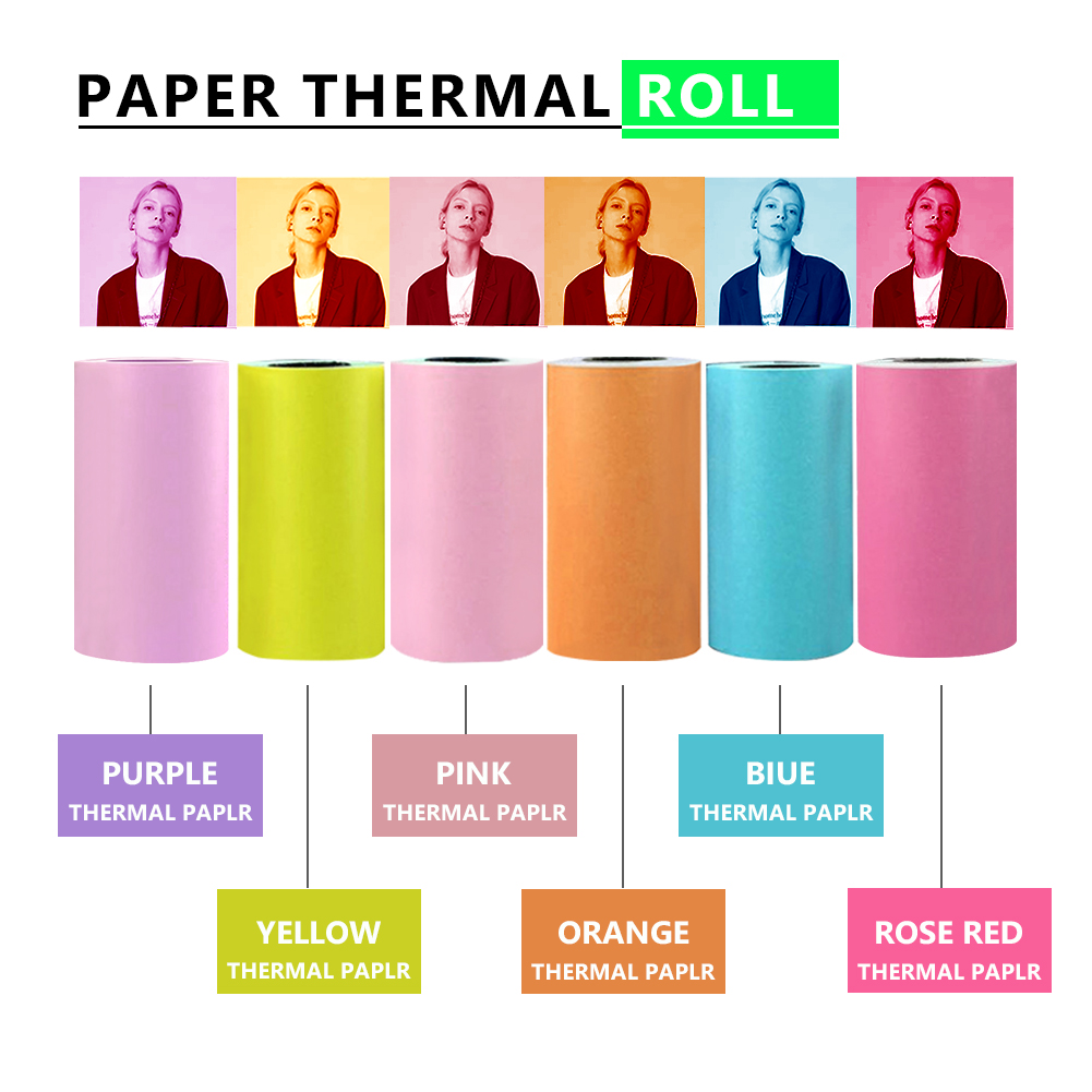 Colore adesivo Diretto rotolo di carta termica la stampante mobile tascabile paperang 57x30mm POTO POS Etichetta adesivi a barre del codice a barre