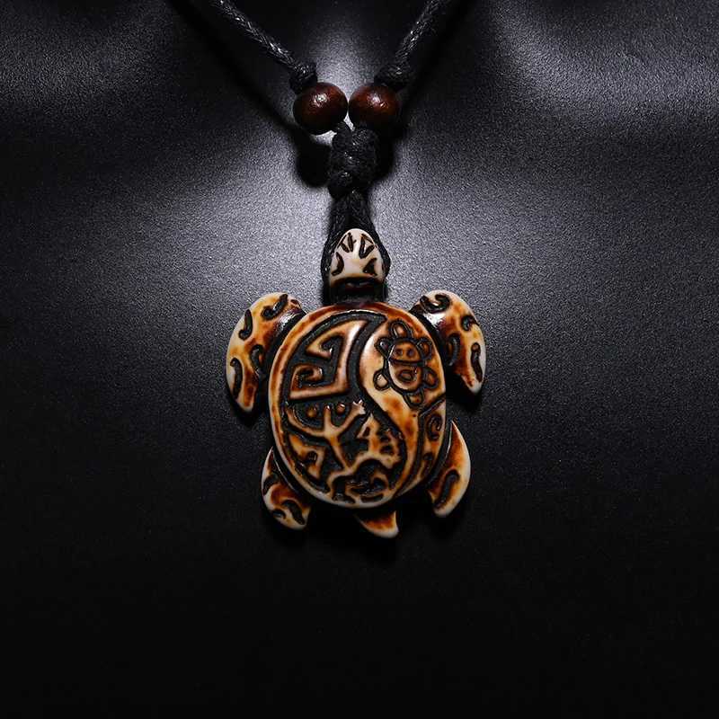 Colares Pingente Surfer Colar Sea Turtle Pingente Homens Gargantilha Inca Jóias Estilo Náutico Imitação Yak Osso Colares Amuleto Cera Cord Adjustabl 240401