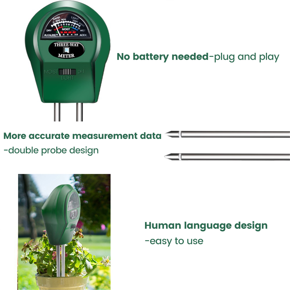 Digital 3 in 1 Bodenmesser Feuchtigkeitsmonitor Temperatur Temperaturtester für Gartenpflanzen Bauernde Bodenfeuchtigkeitssensor