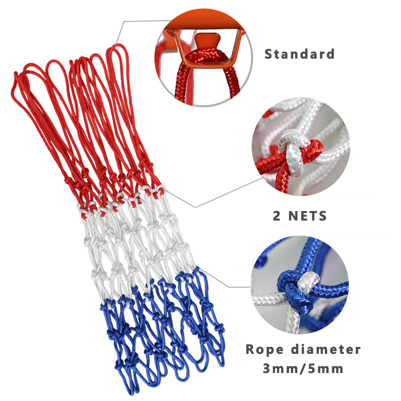 Standard basketnät Röd+vit+blå tri-färg basketbåge nettored basket basket korgnät