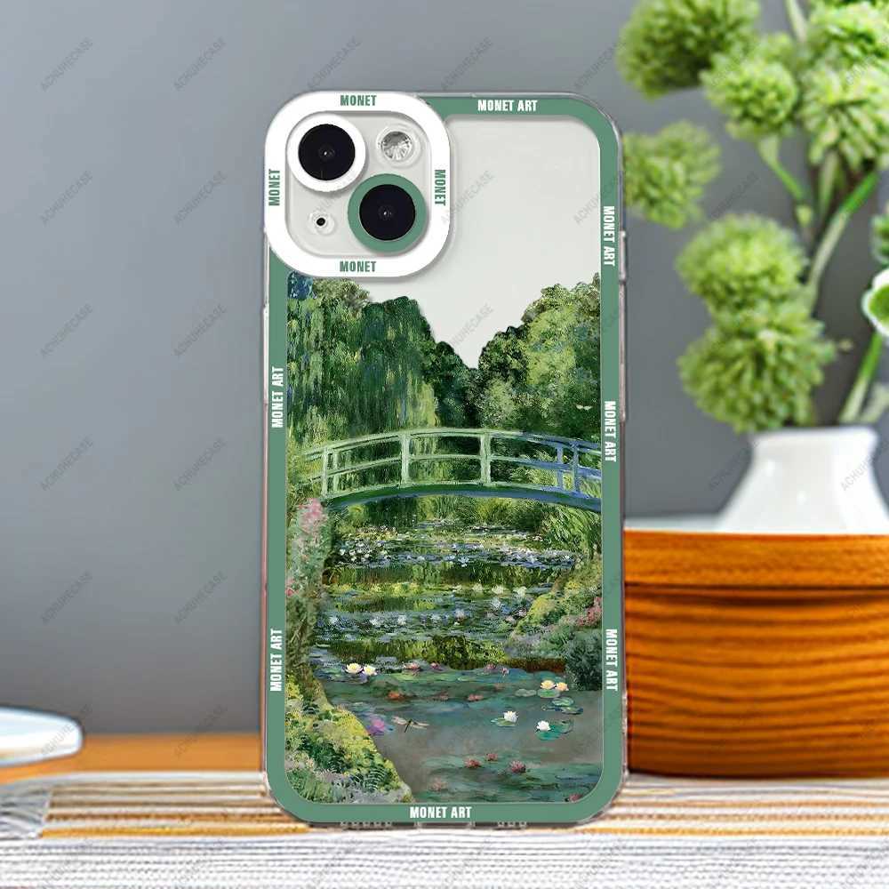 Чехлы для мобильных телефонов Monet Art Case для iPhone 15 14 13 12 Pro Max Mini 11 XS X XR SE 7 8 Plus Мягкий силиконовый чехол 2442