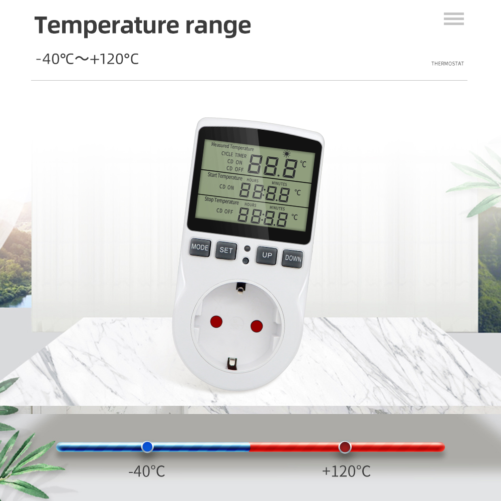 Gniazdo timera termostat cyfrowy kontroler temperatury UE gniazdo wtyczki z przełącznikiem limitu ogrzewania chłodzenie AC 110V ~ 230 V