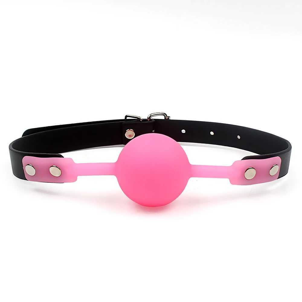 Brinquedos adultos IKOKY Adulto Jogos Boca Mordaça Bola de Silicone Fixação Oral PU Faixa de Couro Bondage Restrições 4 Cores Brinquedos Sexuais para CouplesL2403