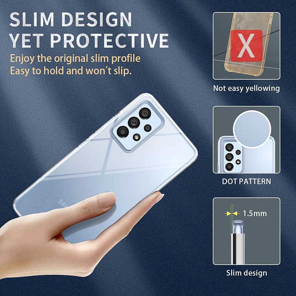 Mobiltelefonfodral Kristallklart silikonfodral för Samsung Galaxy A73 A53 A33 A23 A13 Ultra Thin Soft Moft Transparent TPU Cover Stuffsäker 2442
