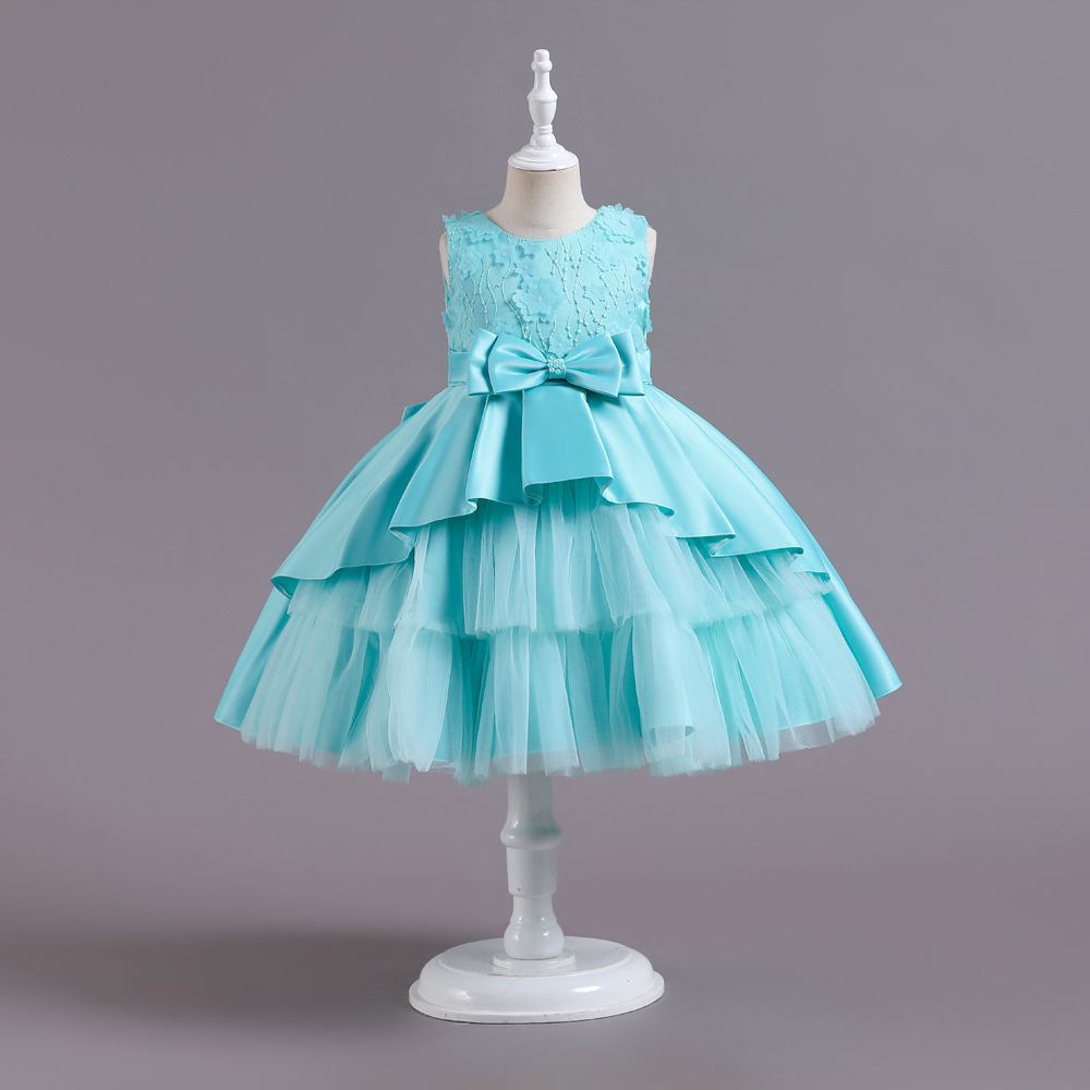 Jolies robes d'anniversaire/de fête pour fille, blanc, bleu, vert, rose, vin, bijoux, robes de concours de beauté, robes de demoiselle d'honneur, jupes de tous les jours, vêtements pour enfants, SZ 2-10 D402148