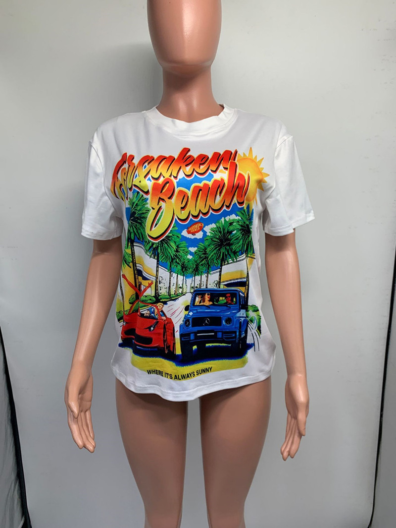 2024 Plus Size Women Cartoon T-Shirt Fun Graffiti Print Female Kleidung Mode Kurzarm Top Casual O-Neck Baumwoll Tee Damen Pullover