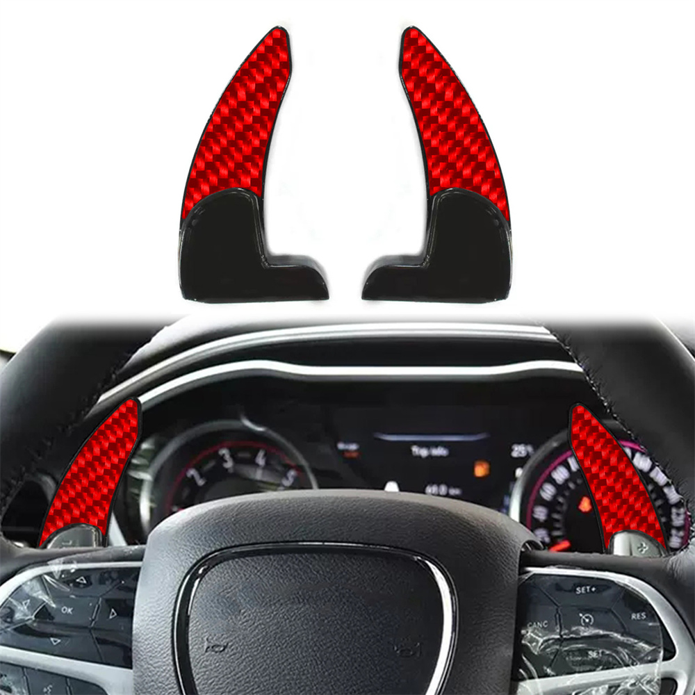 För Dodge Challenger rattskiftskift paddel kolfiber abs röd/svart/smidd växelbiltillbehör