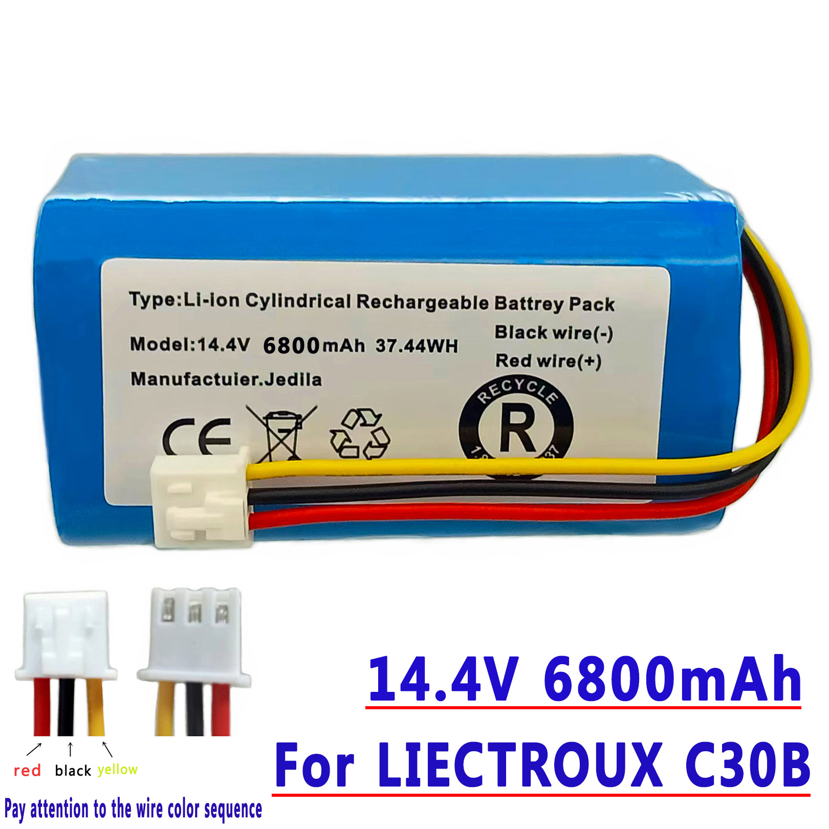 Voor C30B Hoge capaciteit originele batterij voor Liectroux C30B Robot Vacuum Cleaner, 12800mAh, Lithium Cell, /Pack