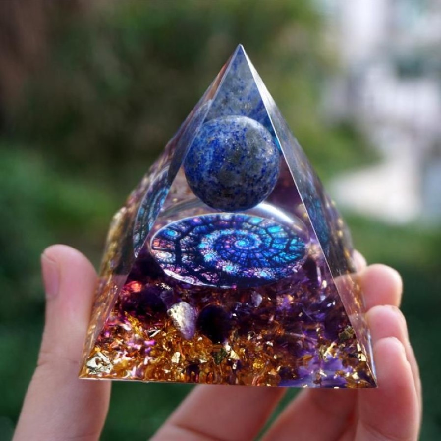 HANDGEMACHTE LAPISLAZULI-KUGEL-AMETHYST-ORGON-PYRAMIDE 60MM260x