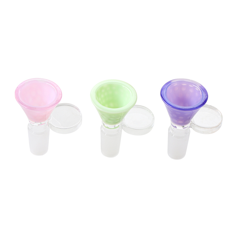 14mm Male Colorful Glass Bowl Honeycomb funnel Bowl with Handle Beautiful Slide bowl piece, smoking Accessories for Bubbler Ash Catcher Bong Bowls