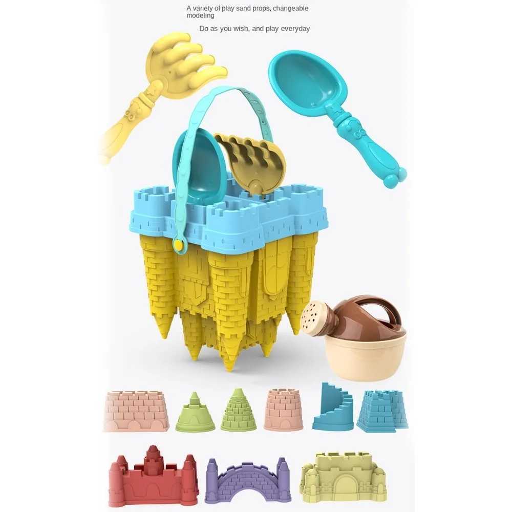 Jouer au sable d'eau amusant des jouets d'été ensemble accessoires en plastique Castle Bucket Creative Moule Jouet 240403