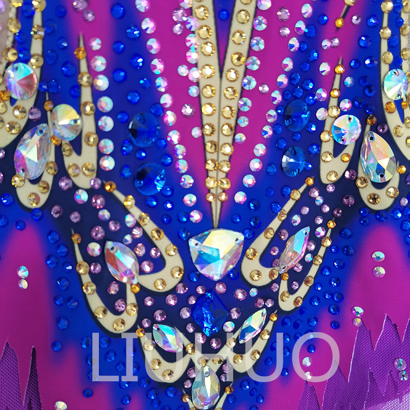 Liuhuo dostosuj kolory rytmiczny gimnastyka Templanika Dziewczyny Kobiety Konkurs Artystyka Gymnastics Performance Crystals Purple BD1625