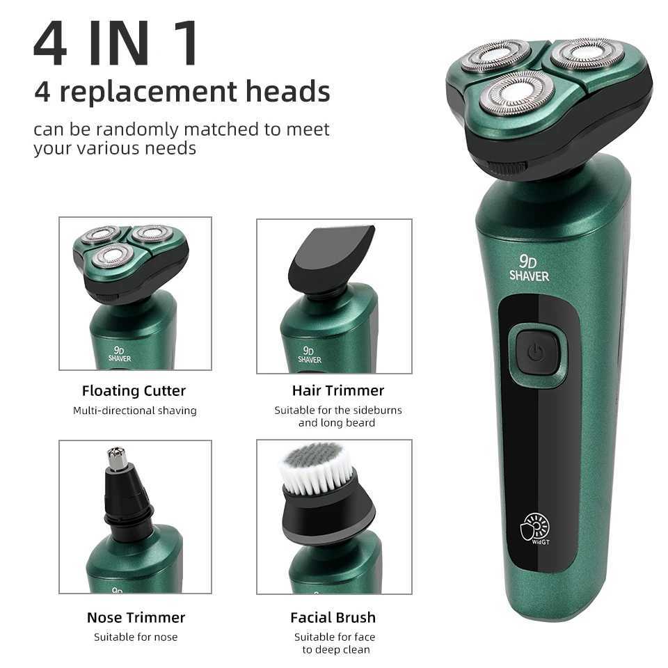 Shavers électriques 4 en 1 Shaver Corps Wasable Rechargeable Rechargeable Trimmer Raser Machine pour hommes Razor Charge rapide 2442