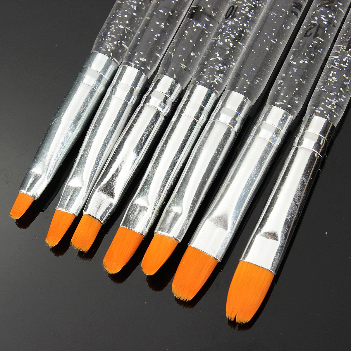 Новая кисть для ногтей, прозрачный стержень с блестящей ручкой, 7 комплектов кистей для ногтей, ручка для рисования, ручка для фототерапии