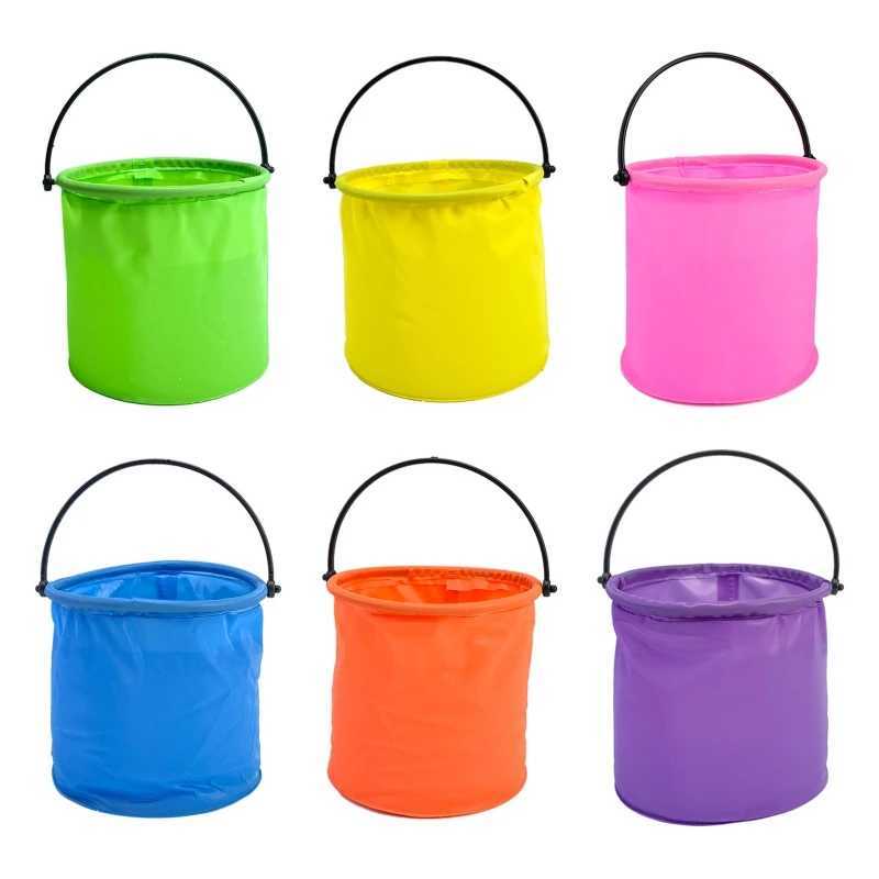 Sand Play Water Fun 12x14cm Collapsible Sand Bucket Portable Garden Tool Bucket Sand Beach Water Fight Activity Game Toy for Family Kids Easy Carry 240402