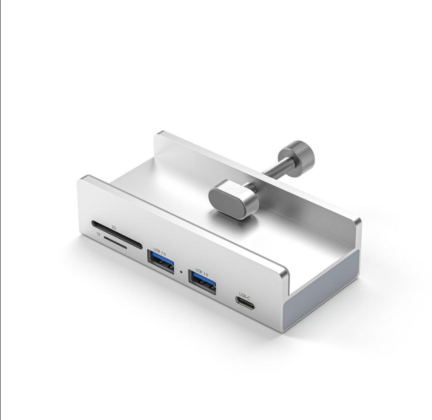 Clip type USB3.0 HUB Aluminum External Multi 4 Ports USB C SD TF Card slot Splitter Adapter for Desktop Laptop