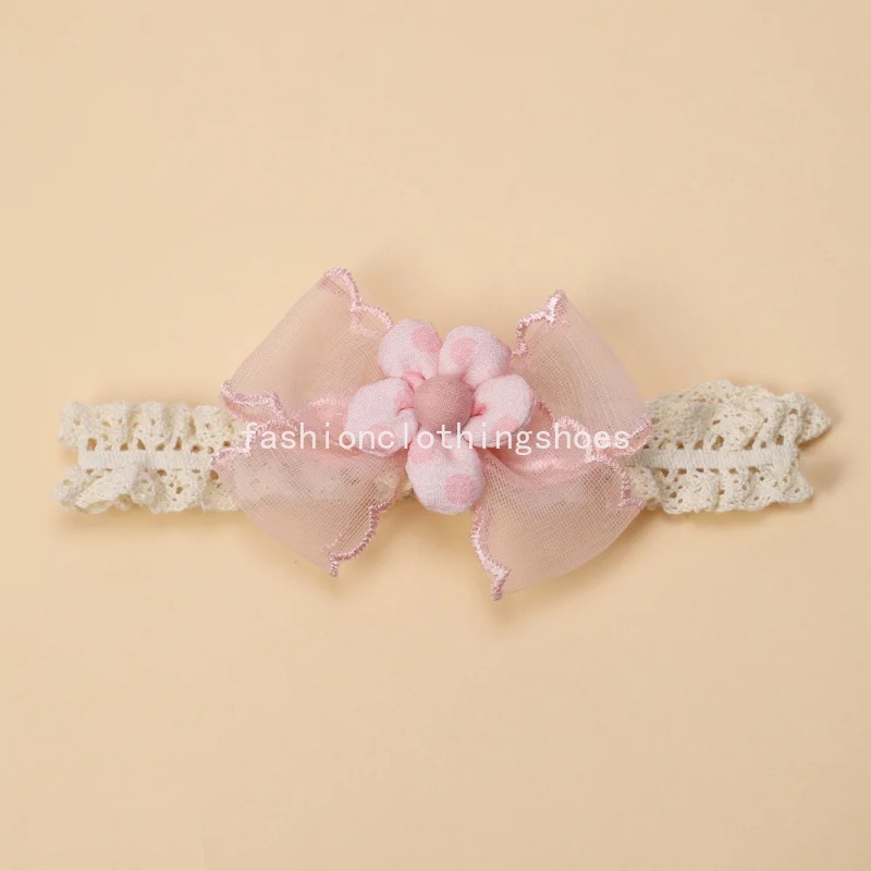 Bébé filles mignon arc fleur dentelle bandeau princesse maille mousseline de soie florale élastique nœud papillon bandeau enfant printemps fleur été bandeau