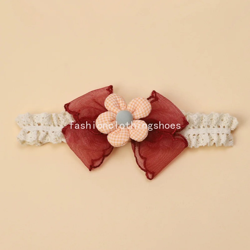 Bébé filles mignon arc fleur dentelle bandeau princesse maille mousseline de soie florale élastique nœud papillon bandeau enfant printemps fleur été bandeau