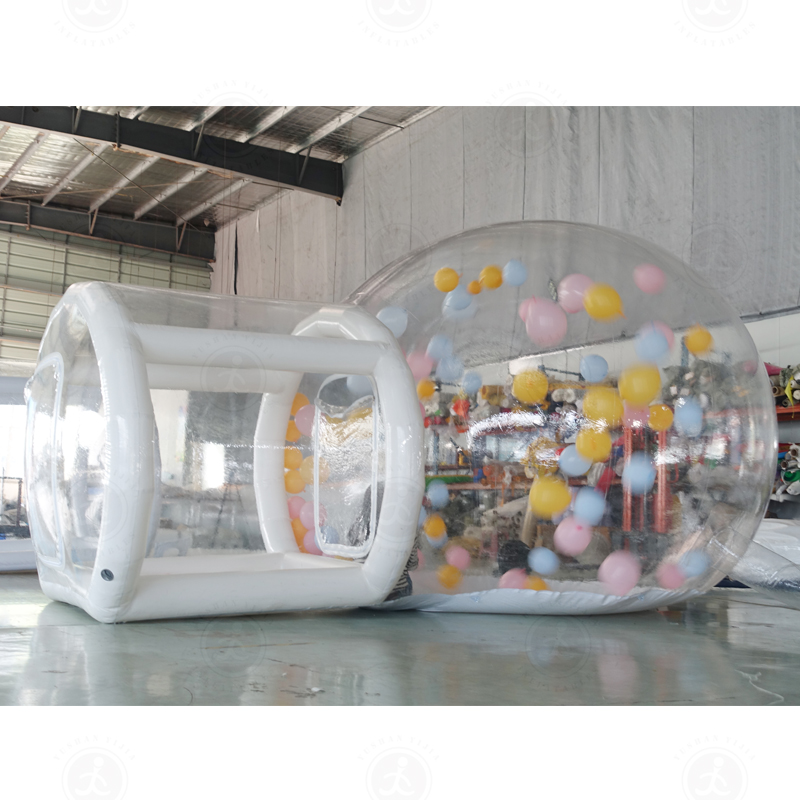 8.2ft/10ft opblaasbaar bellenhuis met blower luchtpomp bubbeltent waterdichte transparante koepel voor thuisfeestparken evenement