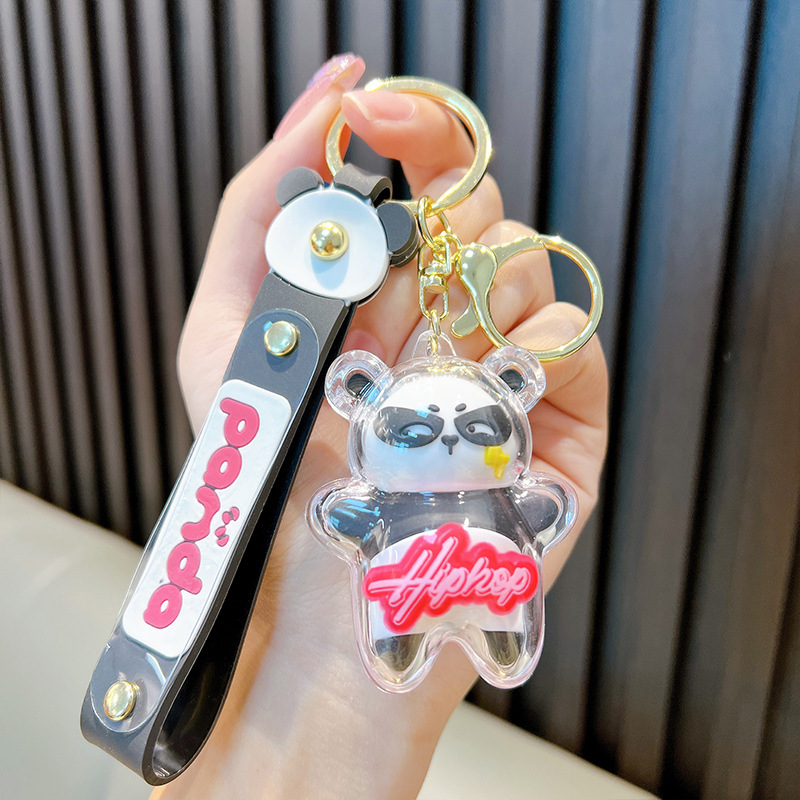 Porte-clés panda mignon et adorable de dessin animé créatif, pendentif de poupée, pendentif de porte-clés de voiture, pendentif de sac à dos de couple